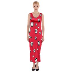 Panda Pattern Fitted Maxi Dress by Valentinaart