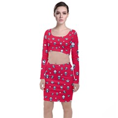 Panda Pattern Long Sleeve Crop Top & Bodycon Skirt Set by Valentinaart