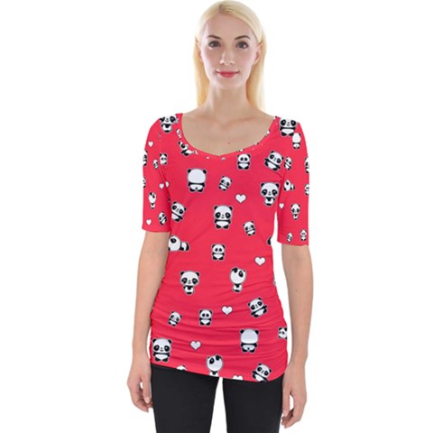 Panda Pattern Wide Neckline Tee by Valentinaart