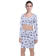 Panda Pattern Long Sleeve Crop Top & Bodycon Skirt Set by Valentinaart