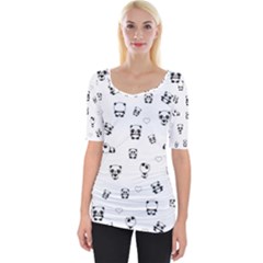 Panda Pattern Wide Neckline Tee