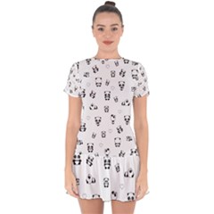 Panda Pattern Drop Hem Mini Chiffon Dress