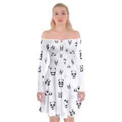 Panda Pattern Off Shoulder Skater Dress by Valentinaart