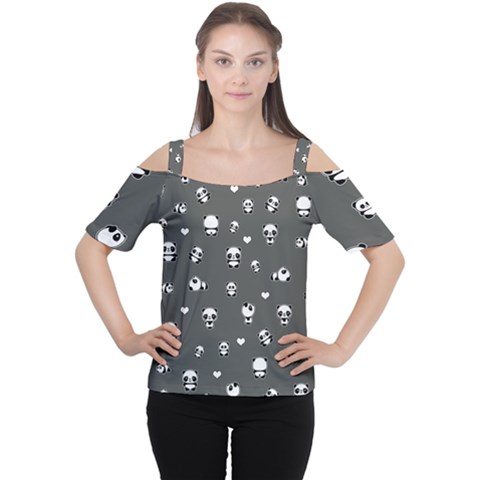 Panda Pattern Cutout Shoulder Tee by Valentinaart