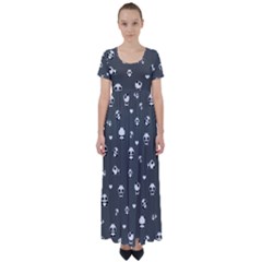 Panda Pattern High Waist Short Sleeve Maxi Dress