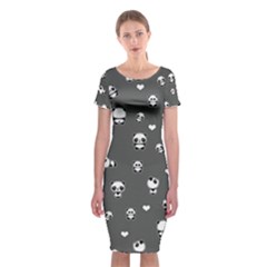 Panda Pattern Classic Short Sleeve Midi Dress