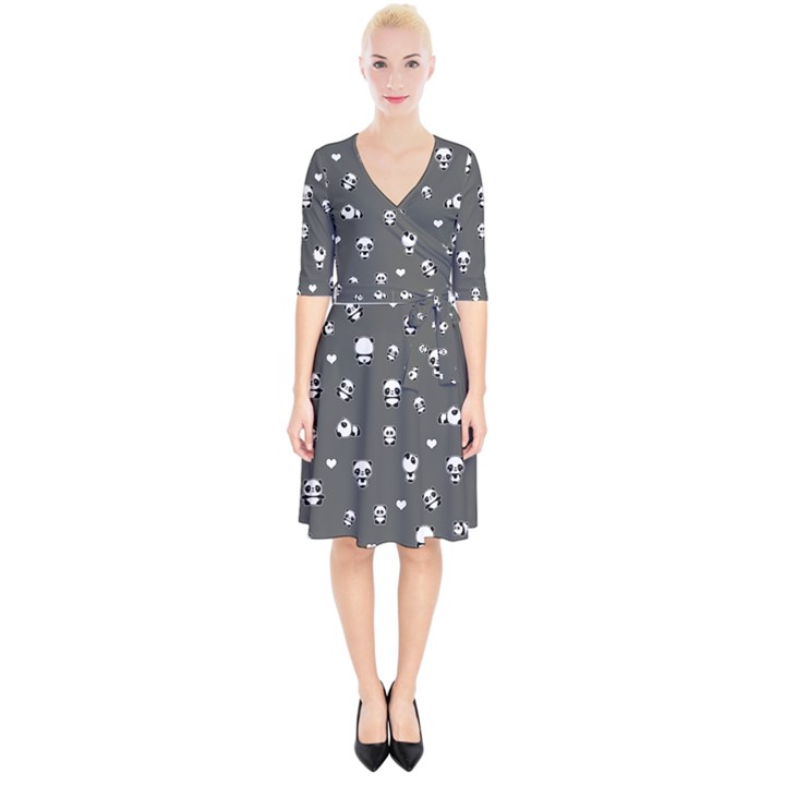 Panda pattern Wrap Up Cocktail Dress