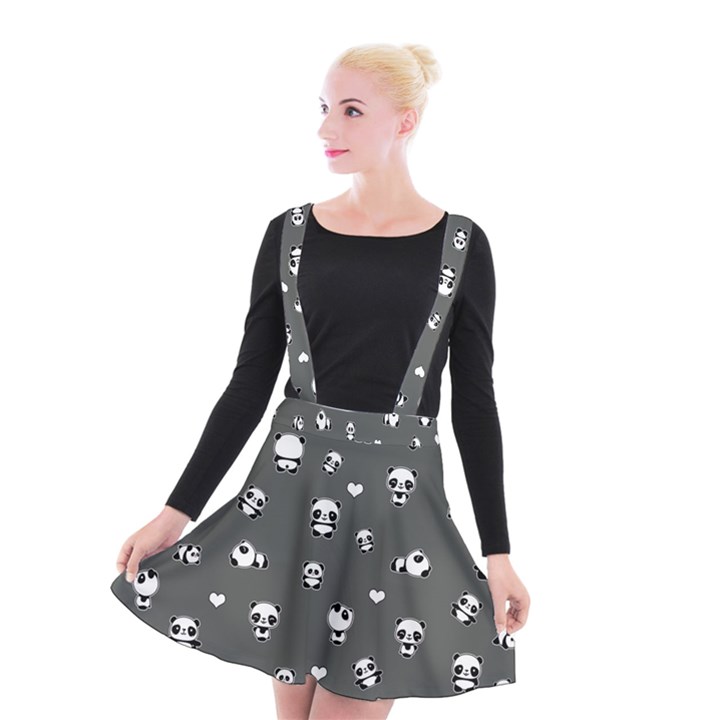 Panda pattern Suspender Skater Skirt