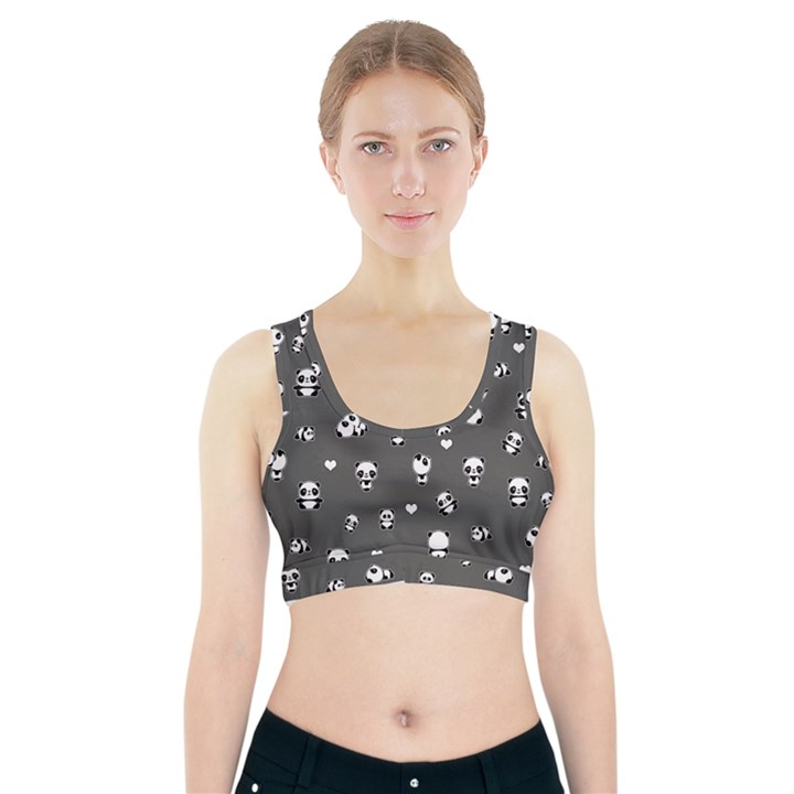 Panda pattern Sports Bra With Pocket