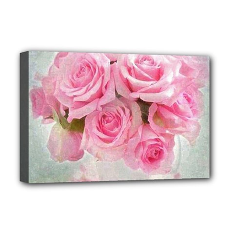 Pink Roses Deluxe Canvas 18  X 12   by NouveauDesign