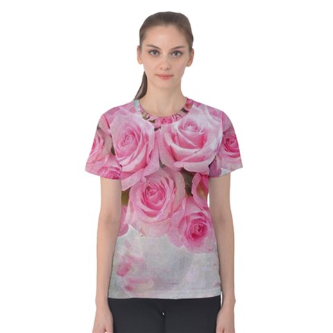 Pink Roses Women s Cotton Tee by NouveauDesign