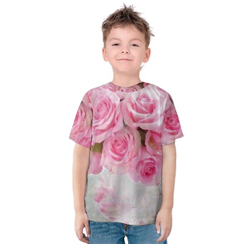 Pink Roses Kids  Cotton Tee by NouveauDesign