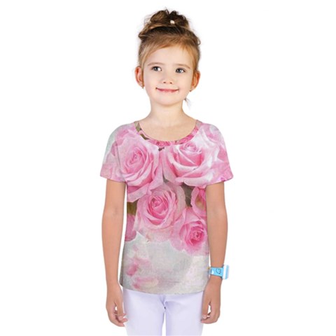 Pink Roses Kids  One Piece Tee by NouveauDesign