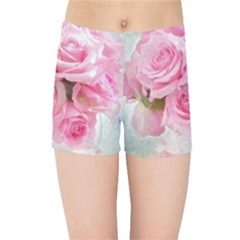 Pink Roses Kids Sports Shorts by NouveauDesign