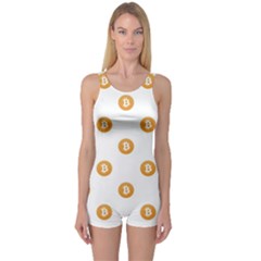 Bitcoin Logo Pattern One Piece Boyleg Swimsuit by dflcprints