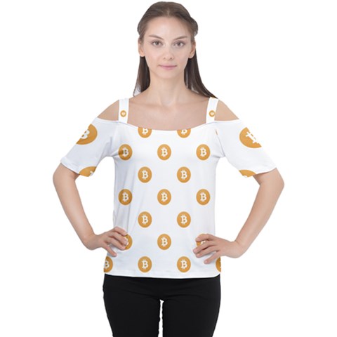 Bitcoin Logo Pattern Cutout Shoulder Tee by dflcprints