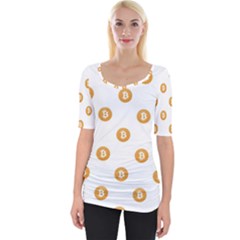 Bitcoin Logo Pattern Wide Neckline Tee