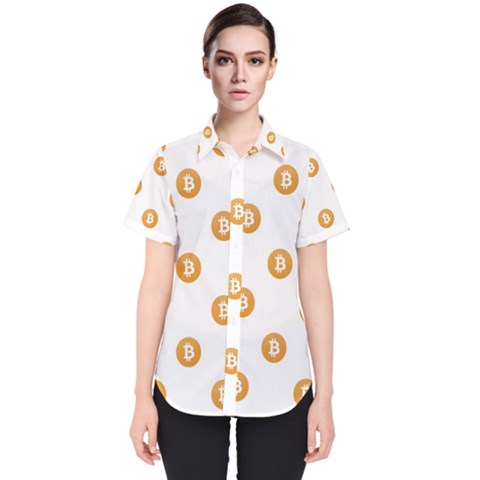 Bitcoin Logo Pattern Women s Short Sleeve Shirt by dflcprints