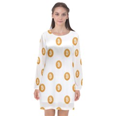 Bitcoin Logo Pattern Long Sleeve Chiffon Shift Dress  by dflcprints