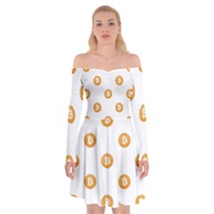 Bitcoin Logo Pattern Off Shoulder Skater Dress by dflcprints