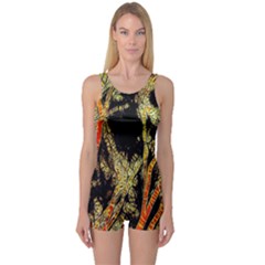 Artistic Effect Fractal Forest Background One Piece Boyleg Swimsuit by Amaryn4rt