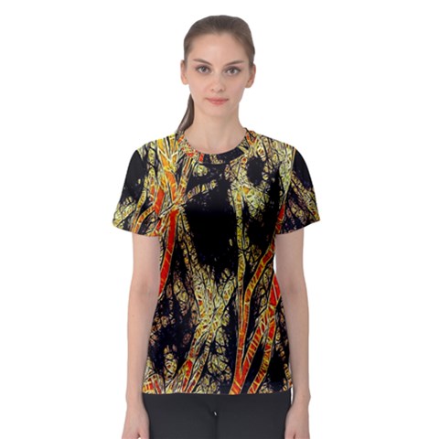 Artistic Effect Fractal Forest Background Women s Sport Mesh Tee by Amaryn4rt