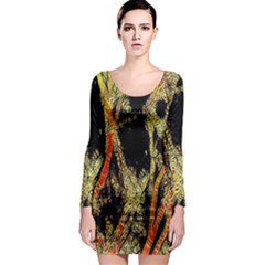 Artistic Effect Fractal Forest Background Long Sleeve Bodycon Dress