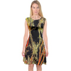 Artistic Effect Fractal Forest Background Capsleeve Midi Dress