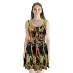 Artistic Effect Fractal Forest Background Split Back Mini Dress 