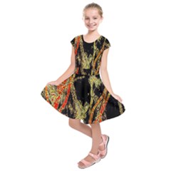 Artistic Effect Fractal Forest Background Kids  Short Sleeve Dress by Amaryn4rt