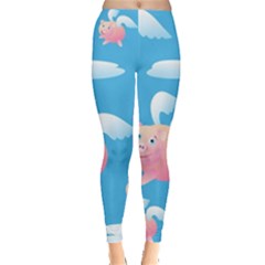 Flying Piggys Pattern Leggings  by Bigfootshirtshop