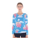 Flying Piggys Pattern Women s Long Sleeve Tee View1