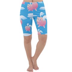 Flying Piggys Pattern Cropped Leggings  by Bigfootshirtshop