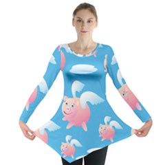 Flying Piggys Pattern Long Sleeve Tunic 