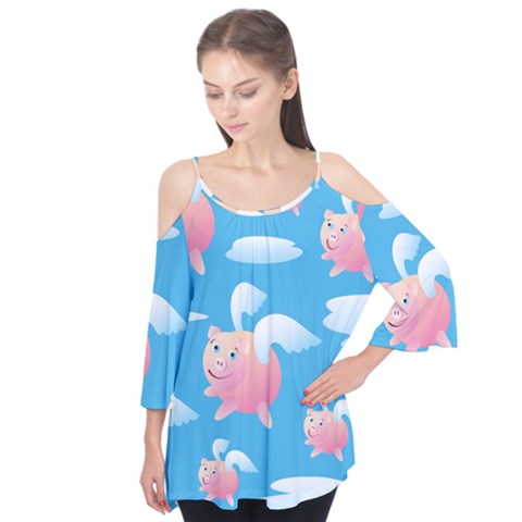 Flying Piggys Pattern Flutter Tees by Bigfootshirtshop