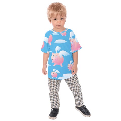 Flying Piggys Pattern Kids Raglan Tee by Bigfootshirtshop