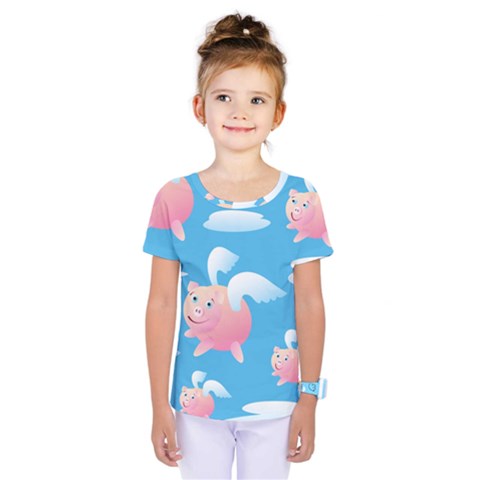 Flying Piggys Pattern Kids  One Piece Tee by Bigfootshirtshop