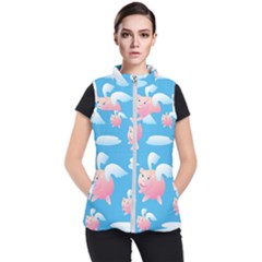 Flying Piggys Pattern Women s Puffer Vest