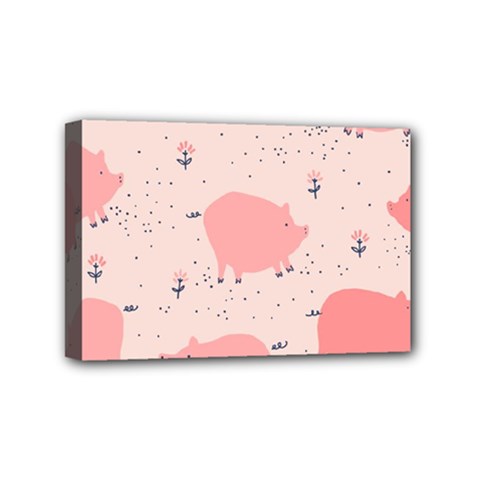 Pigs And Flowers Mini Canvas 6  X 4  by Bigfootshirtshop