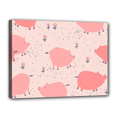 Pigs And Flowers Canvas 16  X 12  by Bigfootshirtshop