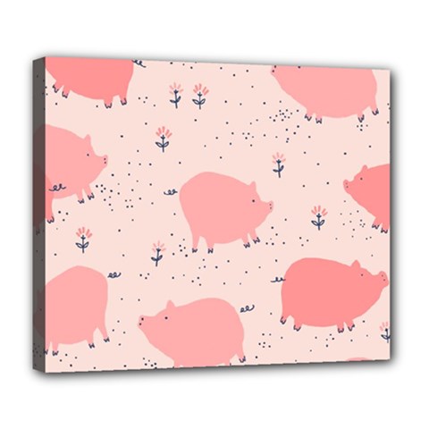 Pigs And Flowers Deluxe Canvas 24  X 20   by Bigfootshirtshop