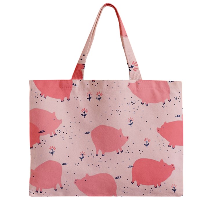 Pigs And Flowers Zipper Mini Tote Bag