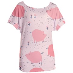 Pigs And Flowers Women s Oversized Tee by Bigfootshirtshop