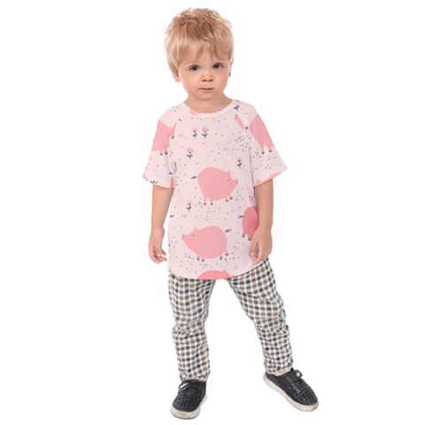 Pigs And Flowers Kids Raglan Tee by Bigfootshirtshop