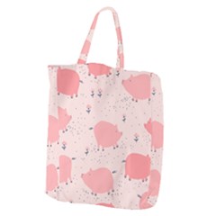 Pigs And Flowers Giant Grocery Zipper Tote