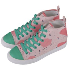 Pigs And Flowers Women s Mid-top Canvas Sneakers