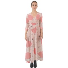 Pigs And Flowers Button Up Boho Maxi Dress