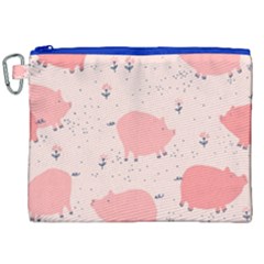 Pigs And Flowers Canvas Cosmetic Bag (xxl)