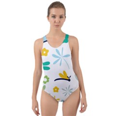 Busy Dragonflies Cut-out Back One Piece Swimsuit by Bigfootshirtshop