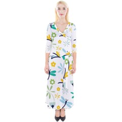 Busy Dragonflies Quarter Sleeve Wrap Maxi Dress by Bigfootshirtshop